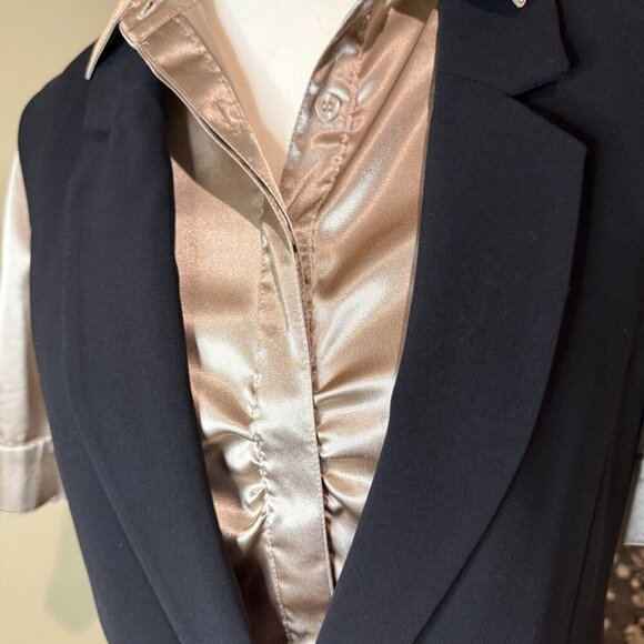 Reitman's long vest black lined office professional women's - Picture 4 of 9